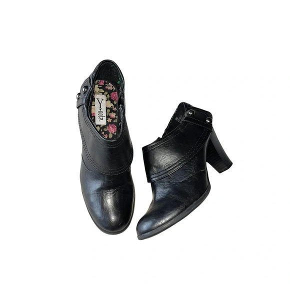 Y Not Rochelle Black Faux Leather Studded Heeled Boots 8 Women’s - Picture 1 of 12